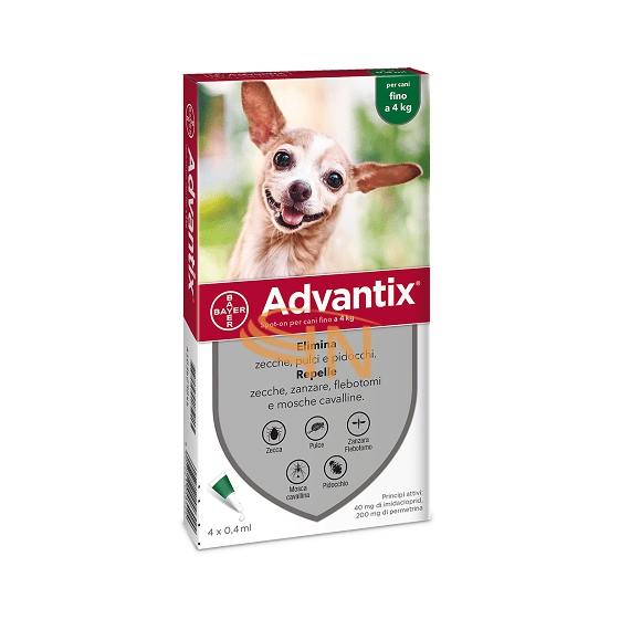 Advantix Spot on Antiparassitario Per Cani Fino a 4 kg 4 Pipette