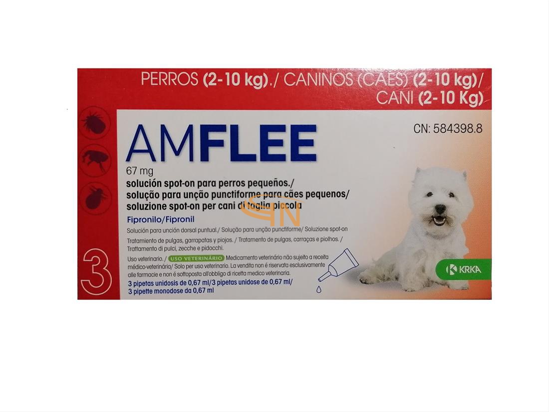 Amflee 67mg Spot on 3 Pipette Antiparassitarie Cani Dai 2 ai 10 kg