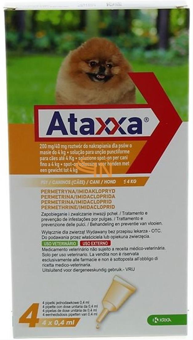 Ataxxa spot on 4pipette 200mg/40mg per cani fino a 4kg