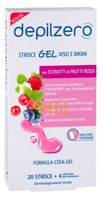 Depilzero strisce gel viso bikini 24 pezzi
