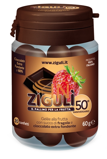 Ziguli gusto fragola e cioccolato fondente 60% 20 confetti 60 g