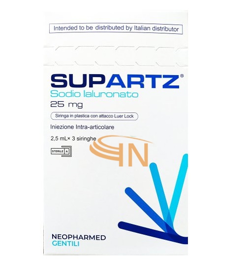 Siringa preriempita intra-articolare Supartz acido ialuronico 25 mg 2,5 ml 3 pez