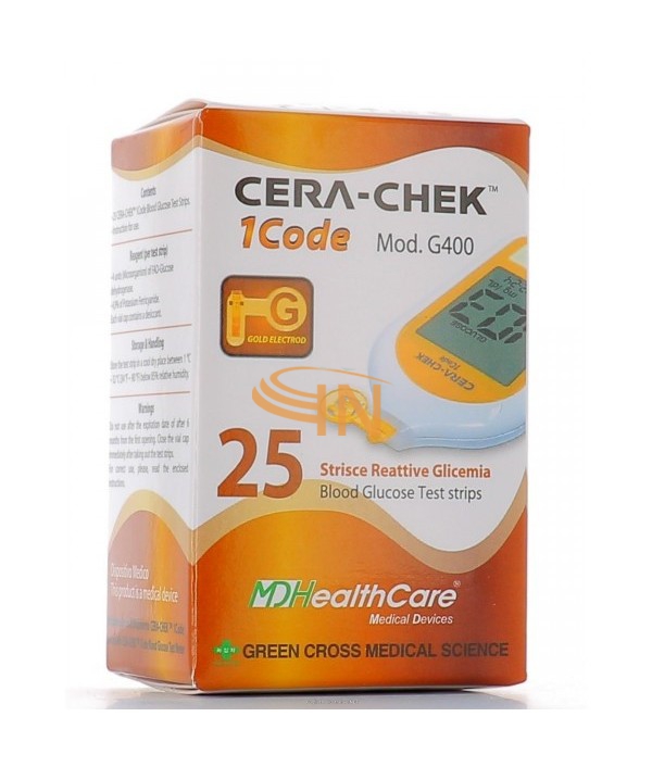 Cera-Chek 1 Code Striscette Reattive Per Glicemia 25 Pezzi