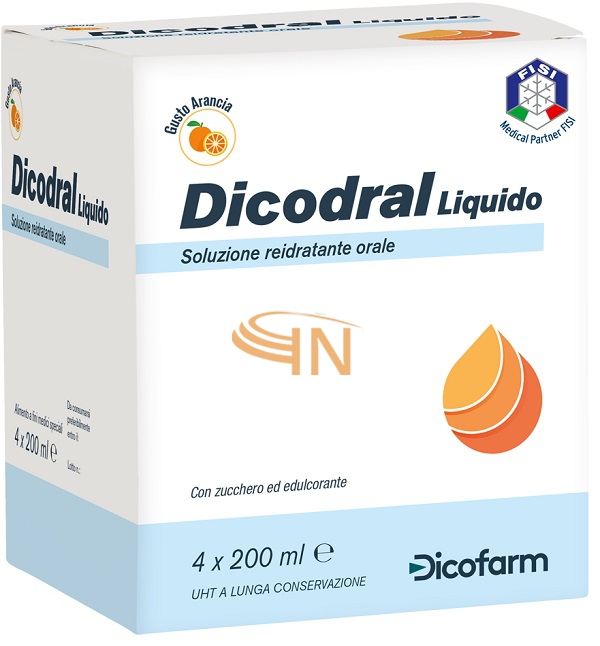 Dicodral Liquido soluzione Reidratante Orale 4 x 200 ml	