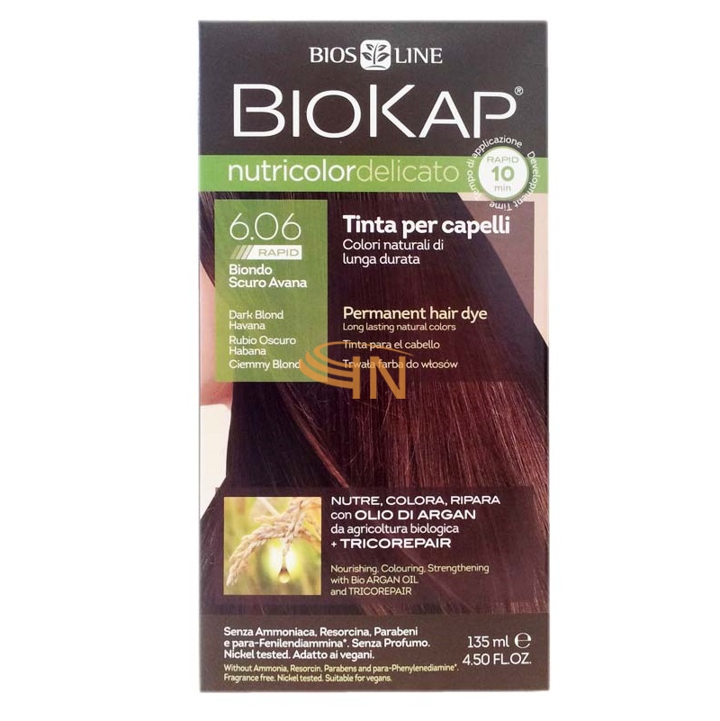 Bios Line  Biokap Nutricolor Delicato Rapid Tinta 6,06 Biondo Scuro Avana 135 Ml
