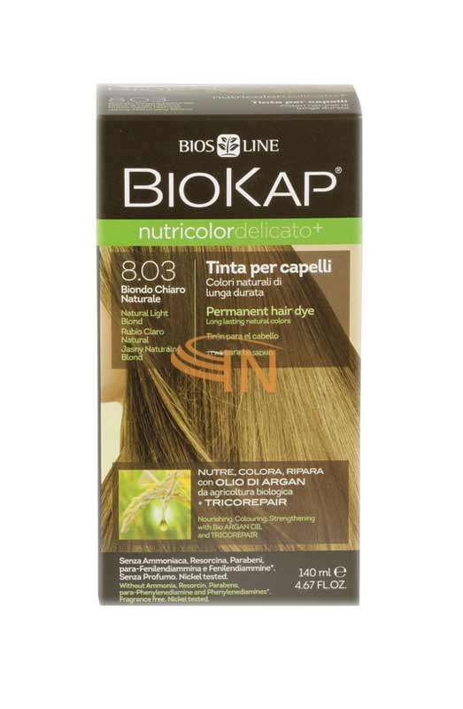 Biokap Nutricolor Delicato + 8,03 Biondo Chiaro Naturale Tinta Tubo + Flacone