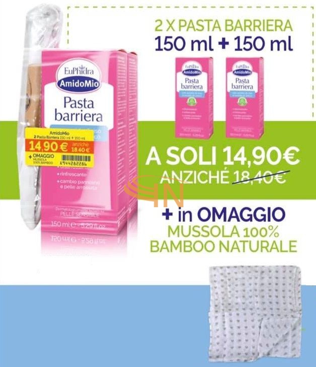 Euphidra Amido Pasta Barriera 2 pezzi 150 ml + Mussola Gadget
