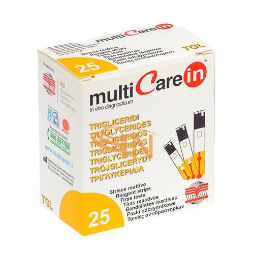 Test Trigliceridi Multicare In Strisce Con Aspriazione Capillare 25 Pezzi