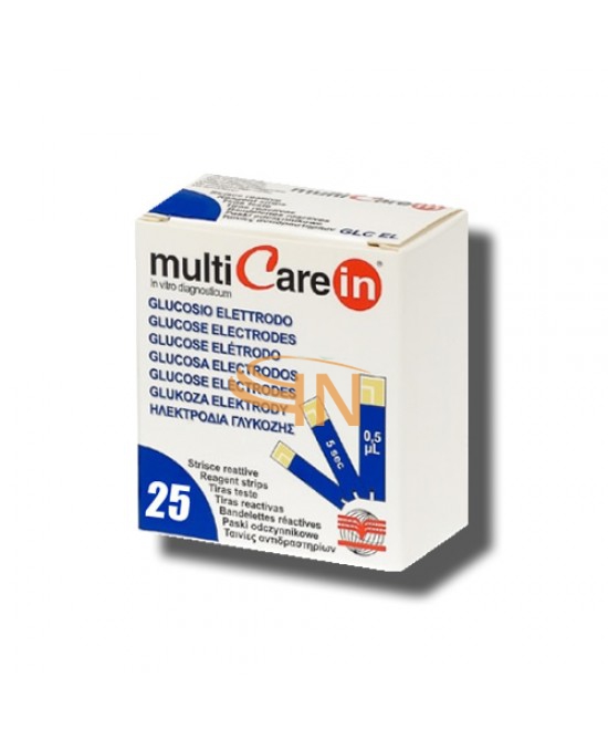 Strisce Misurazione Glicemia Multicare In Glucosio Elettrodo 25 Pezzi