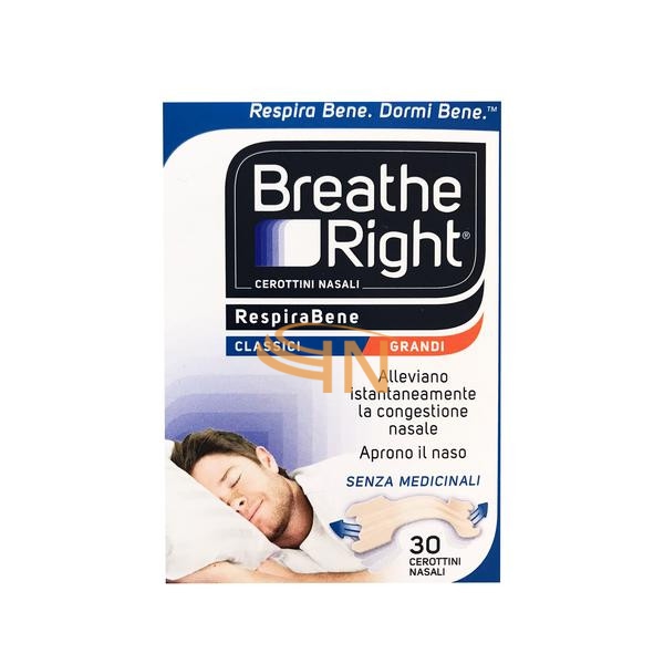 Cerotti Nasali Breath Right Respira Bene Classici Grandi 30 Pezzi