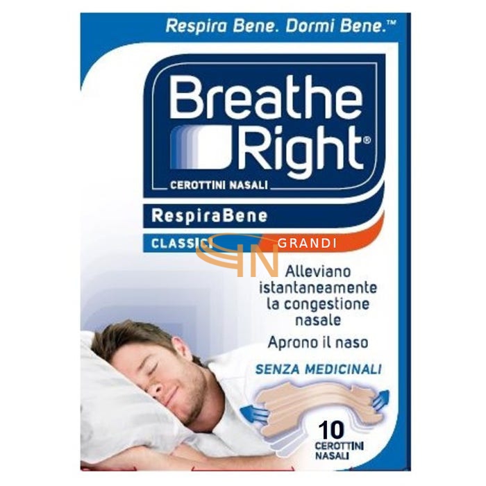 Cerotti Nasali Breath Right Classici Grandi 10 Pezzi