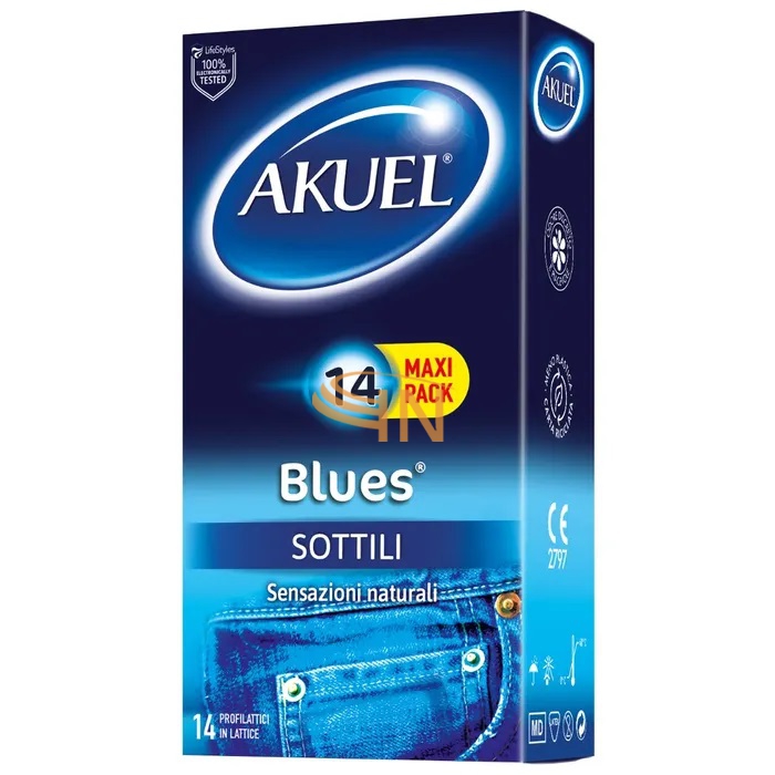 Akuel Blues Profilattico Sottile 14 pezzi