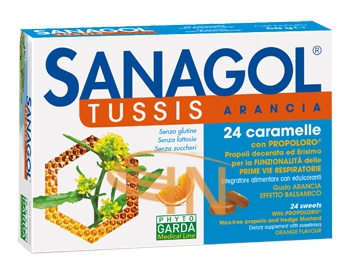 Sanagol tussis 24 caramelle Arancia