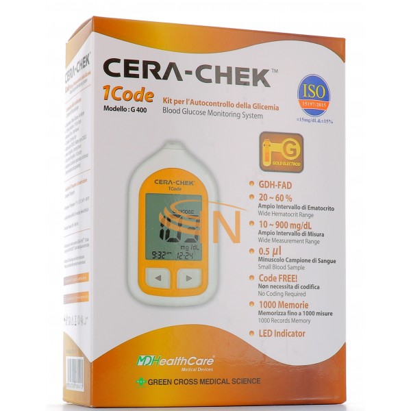 Glucometro Cera chek 1code g400 kit autocontrollo glicemia