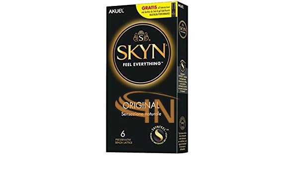Profilattico Akuel Skyn Original Profilattico Senza Lattice 6 Pezzi + Gel 5 ml