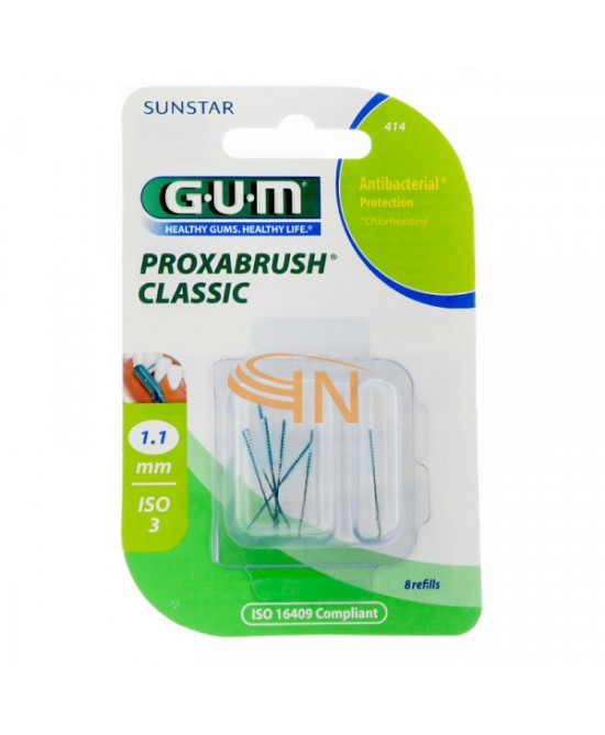 GUM Linea Igiene Dentale Quotidiana Proxabrush 414 8 Ricambi Conici 1.1 mm