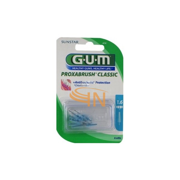 GUM Linea Igiene Dentale Quotidiana Proxabrush 614 8 Ricambi Conici 1.6 mm