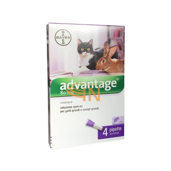 Advantage Soluzione Spot-on 4 Pipette Da 0,8ml Gatti e Conigli