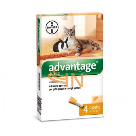 Advantage 40 Soluzione Spot-on 4 Pipette Da 0,4ml Gatti e Conigli