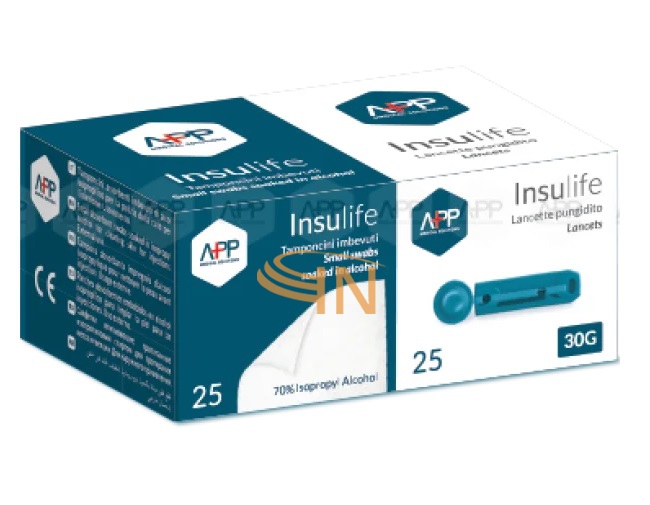 Insulife APP Lancette Pungidito 25 pezzi + 25 tamponcini imbevuti