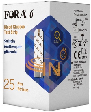 Strisce Misurazione Glicemia Fora 6 Connect Box da 25 Pezzi