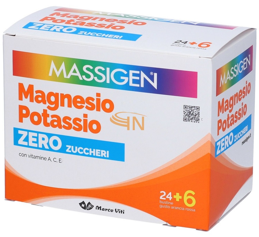 Massigen Magnesio Potassio Zero Zuccheri 30 Bustine Arancia Rossa
