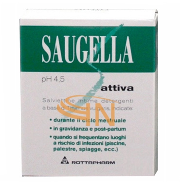 Saugella Linea Attiva Verde Detergente Intimo Delicato 15 Salviettine Morbide