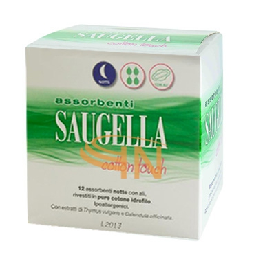 Saugella Linea Cotton Touch 12 Assorbenti Notte con Ali in Puro Cotone Offerta