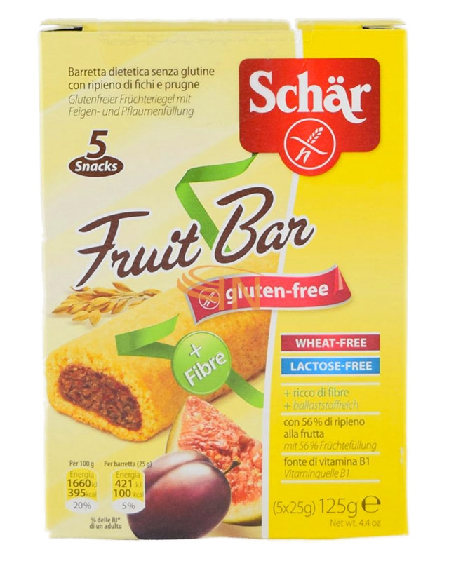 Schar Linea Dolci e Biscotti Fruit Bar 5 Barrette con Frutta e Fibre da 25 g