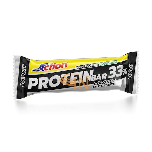 ProAction Linea Sportivi High Protein Bar 33 Integratore Barretta Cocco 50 g