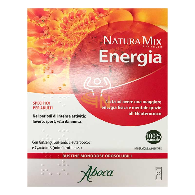 Aboca Linea Benessere Natura Mix Advance Energia Integratore Adulti 20 Buste Oro